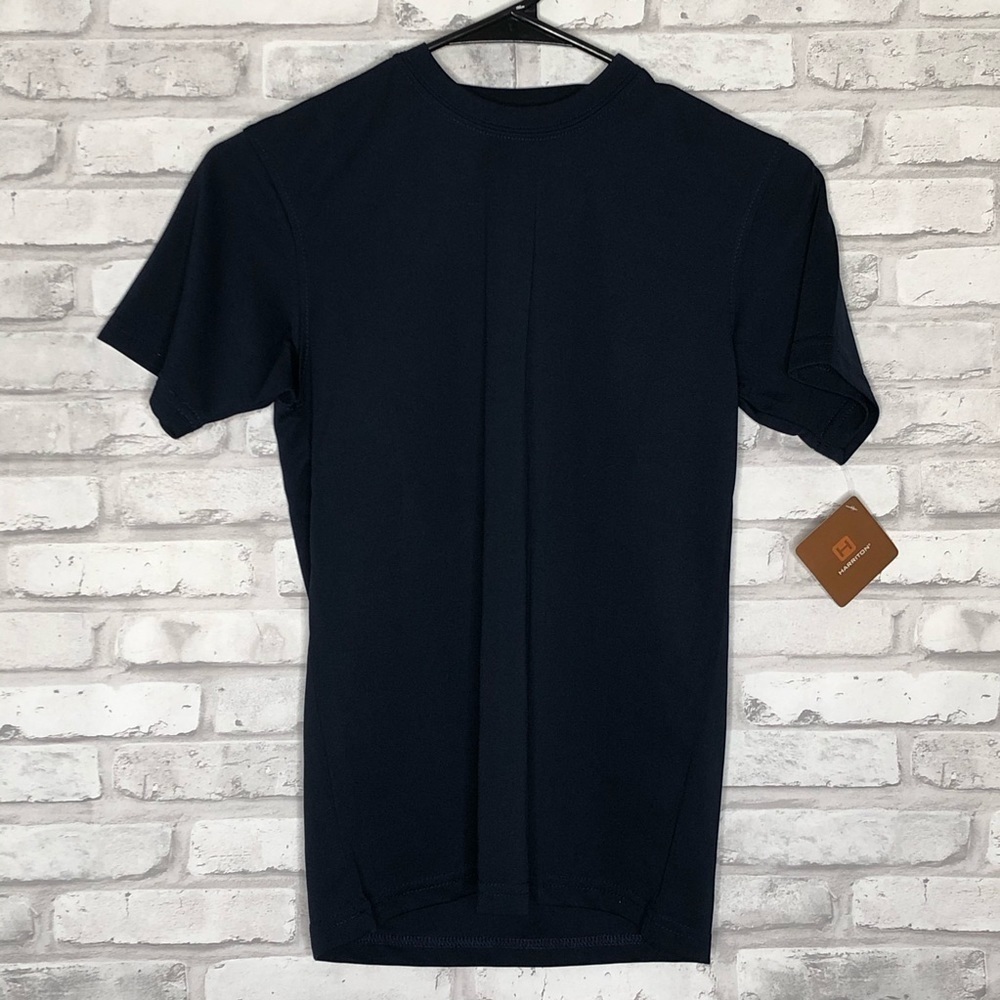 Harriton navy crewneck boys t-shirt, medium 10/12
